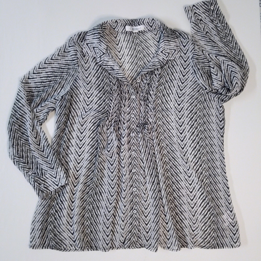 Cristina B Chevron Print Long Sleeve Blouse